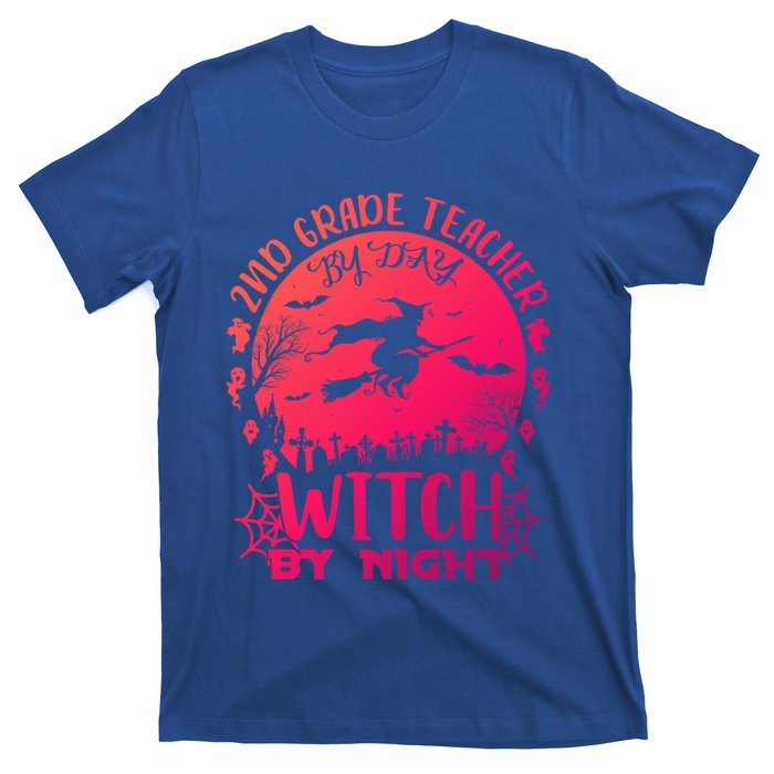 2Nd Grade Teacher By Day Witch By Night Funny Halloween Cool Gift T-Shirt