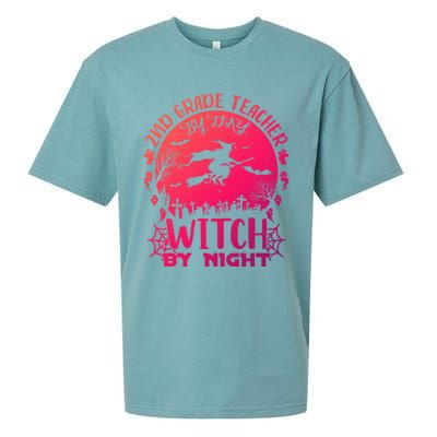 2Nd Grade Teacher By Day Witch By Night Funny Halloween Cool Gift Sueded Cloud Jersey T-Shirt