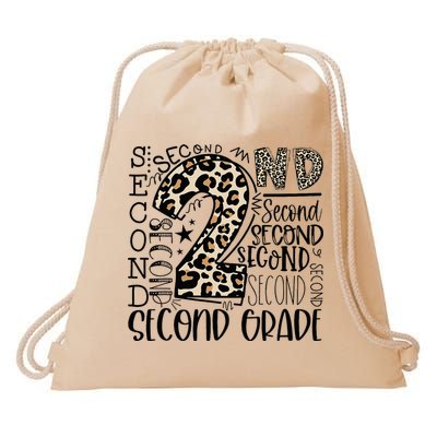 2nd Grade Typography Second Grade Teacher Back To School Drawstring Bag