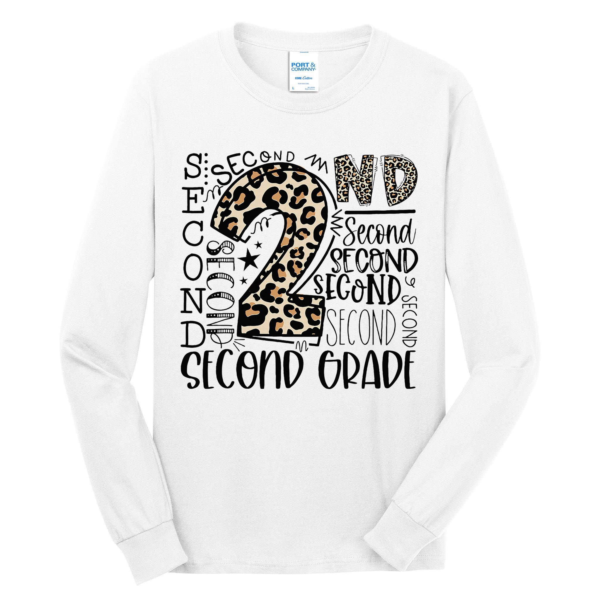 2nd Grade Typography Second Grade Teacher Back To School Tall Long Sleeve T-Shirt
