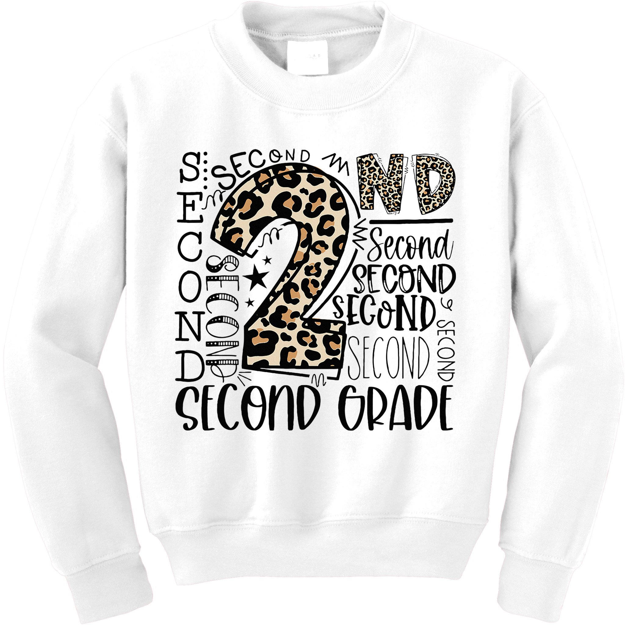 2nd Grade Typography Second Grade Teacher Back To School Kids Sweatshirt