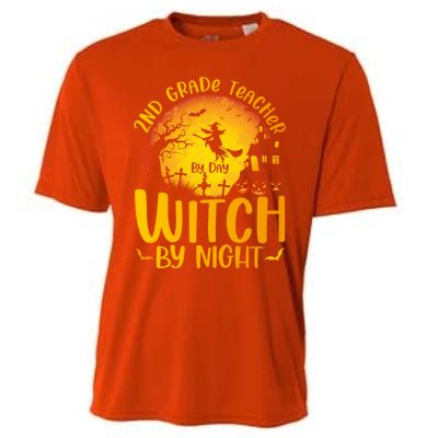 2Nd Grade Teacher By Day Witch By Night Teacher Halloween Funny Gift Cooling Performance Crew T-Shirt