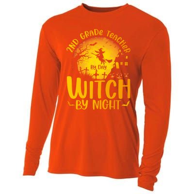 2Nd Grade Teacher By Day Witch By Night Teacher Halloween Funny Gift Cooling Performance Long Sleeve Crew