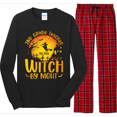 2Nd Grade Teacher By Day Witch By Night Teacher Halloween Funny Gift Long Sleeve Pajama Set