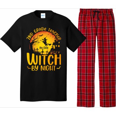 2Nd Grade Teacher By Day Witch By Night Teacher Halloween Funny Gift Pajama Set