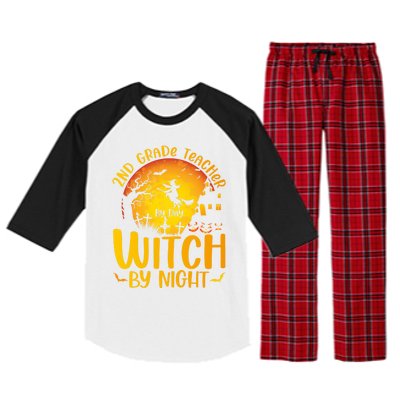 2Nd Grade Teacher By Day Witch By Night Teacher Halloween Funny Gift Raglan Sleeve Pajama Set