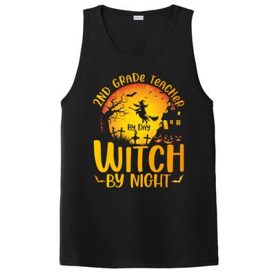 2Nd Grade Teacher By Day Witch By Night Teacher Halloween Funny Gift PosiCharge Competitor Tank