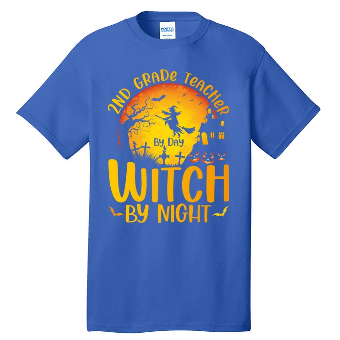 2Nd Grade Teacher By Day Witch By Night Teacher Halloween Funny Gift Tall T-Shirt