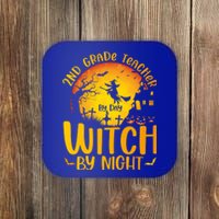 2Nd Grade Teacher By Day Witch By Night Teacher Halloween Funny Gift Coaster