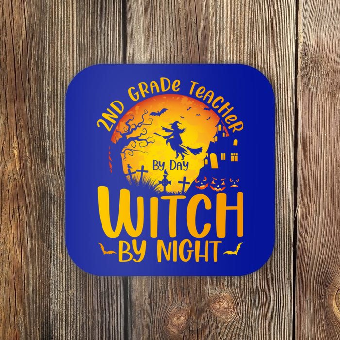 2Nd Grade Teacher By Day Witch By Night Teacher Halloween Funny Gift Coaster