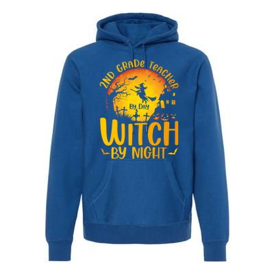 2Nd Grade Teacher By Day Witch By Night Teacher Halloween Funny Gift Premium Hoodie