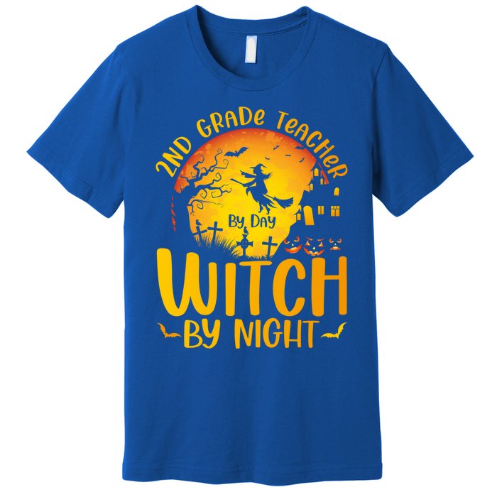 2Nd Grade Teacher By Day Witch By Night Teacher Halloween Funny Gift Premium T-Shirt