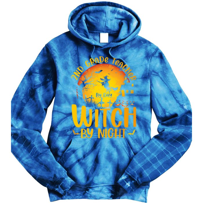 2Nd Grade Teacher By Day Witch By Night Teacher Halloween Funny Gift Tie Dye Hoodie