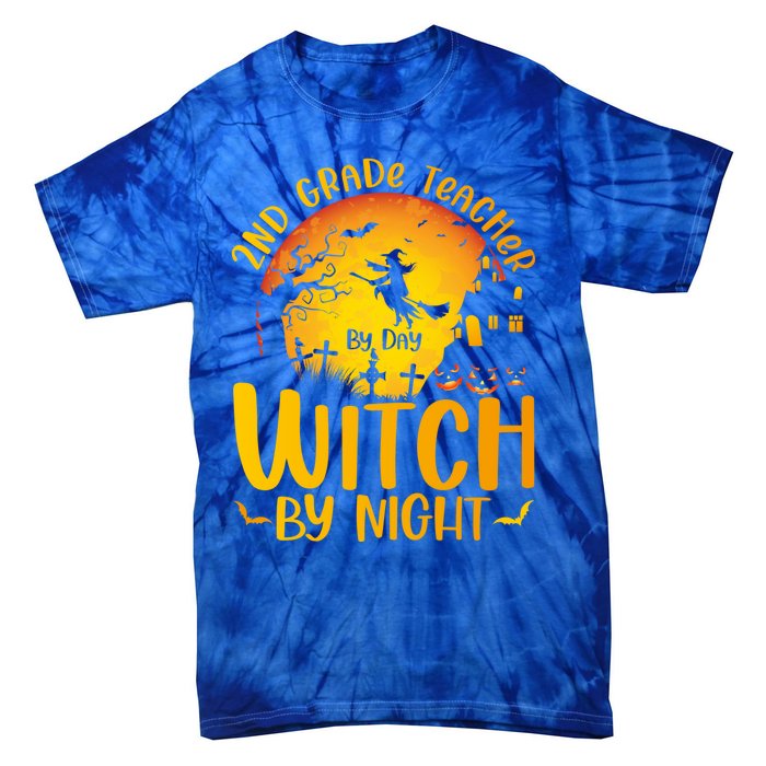 2Nd Grade Teacher By Day Witch By Night Teacher Halloween Funny Gift Tie-Dye T-Shirt