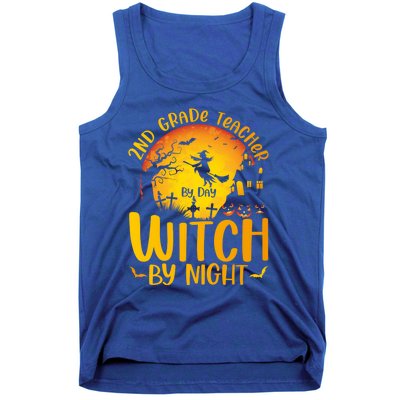 2Nd Grade Teacher By Day Witch By Night Teacher Halloween Funny Gift Tank Top