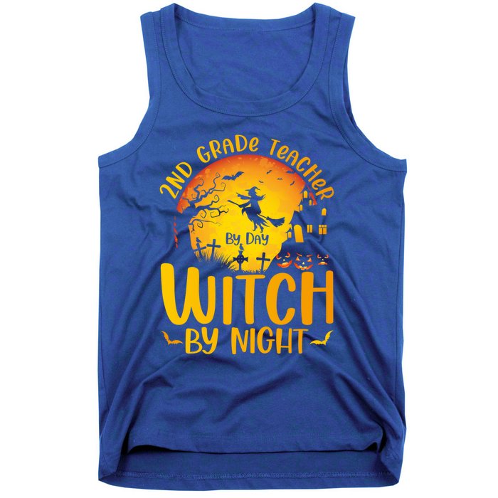 2Nd Grade Teacher By Day Witch By Night Teacher Halloween Funny Gift Tank Top