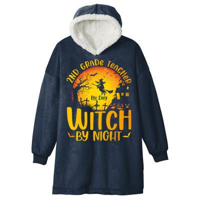 2Nd Grade Teacher By Day Witch By Night Teacher Halloween Funny Gift Hooded Wearable Blanket