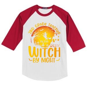 2Nd Grade Teacher By Day Witch By Night Teacher Halloween Funny Gift Kids Colorblock Raglan Jersey