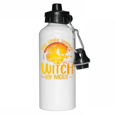 2Nd Grade Teacher By Day Witch By Night Teacher Halloween Funny Gift Aluminum Water Bottle