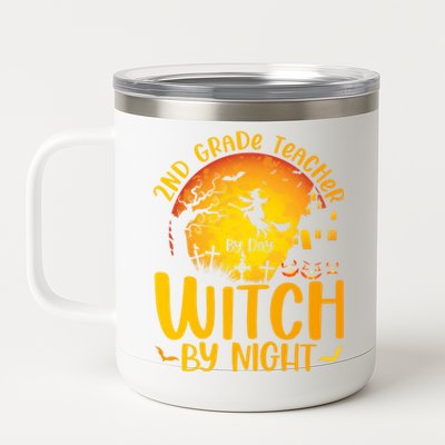 2Nd Grade Teacher By Day Witch By Night Teacher Halloween Funny Gift 12 oz Stainless Steel Tumbler Cup