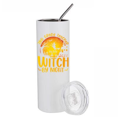 2Nd Grade Teacher By Day Witch By Night Teacher Halloween Funny Gift Stainless Steel Tumbler