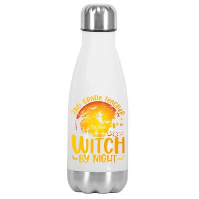 2Nd Grade Teacher By Day Witch By Night Teacher Halloween Funny Gift Stainless Steel Insulated Water Bottle