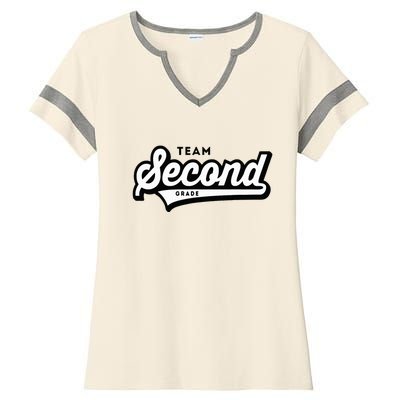 2nd Grade Team School Teacher Second Baseball Style Ladies Halftime Notch Neck Tee