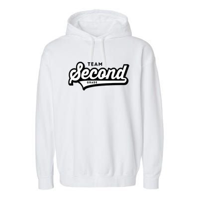 2nd Grade Team School Teacher Second Baseball Style Garment-Dyed Fleece Hoodie