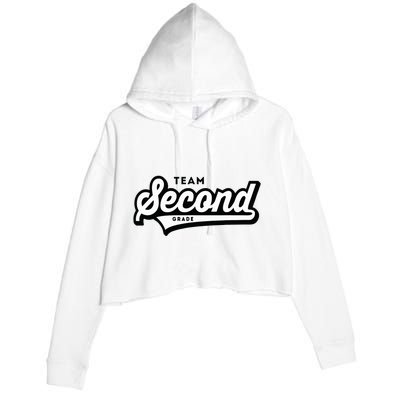 2nd Grade Team School Teacher Second Baseball Style Crop Fleece Hoodie