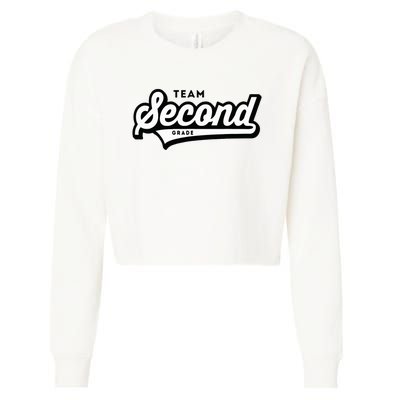 2nd Grade Team School Teacher Second Baseball Style Cropped Pullover Crew