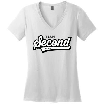 2nd Grade Team School Teacher Second Baseball Style Women's V-Neck T-Shirt