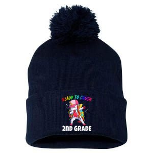 2nd Grade Unicorn First Day Of School Gift Rainbow Pom Pom 12in Knit Beanie