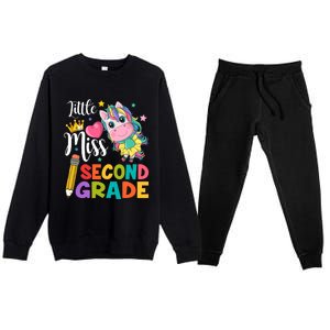 2Nd Grade Unicorn Student Teacher Little Miss Second Grade Meaningful Gift Premium Crewneck Sweatsuit Set