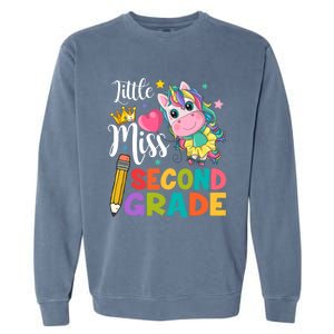 2Nd Grade Unicorn Student Teacher Little Miss Second Grade Meaningful Gift Garment-Dyed Sweatshirt