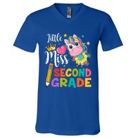 2Nd Grade Unicorn Student Teacher Little Miss Second Grade Meaningful Gift V-Neck T-Shirt