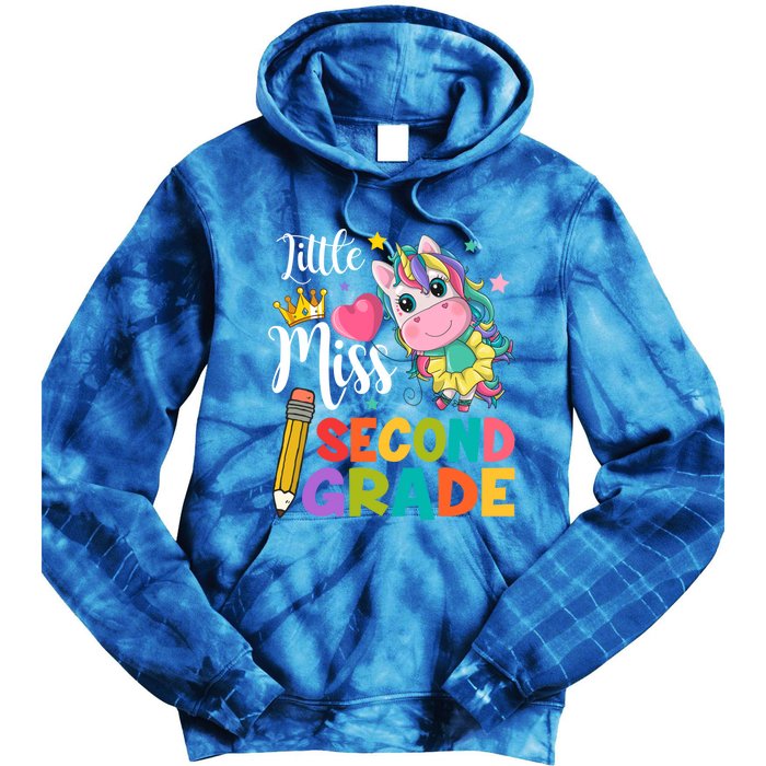 2Nd Grade Unicorn Student Teacher Little Miss Second Grade Meaningful Gift Tie Dye Hoodie