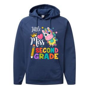 2Nd Grade Unicorn Student Teacher Little Miss Second Grade Meaningful Gift Performance Fleece Hoodie