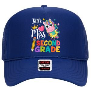 2Nd Grade Unicorn Student Teacher Little Miss Second Grade Meaningful Gift High Crown Mesh Back Trucker Hat