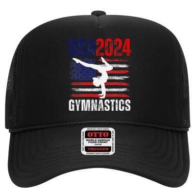 2024 Gymnastics Usa Flag High Crown Mesh Back Trucker Hat