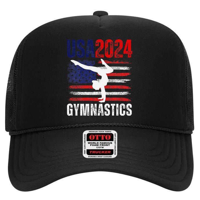 2024 Gymnastics Usa Flag High Crown Mesh Back Trucker Hat