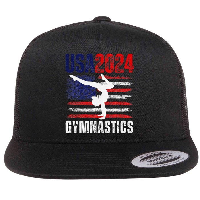 2024 Gymnastics Usa Flag Flat Bill Trucker Hat