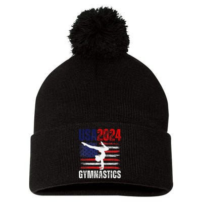 2024 Gymnastics Usa Flag Pom Pom 12in Knit Beanie