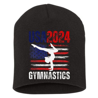 2024 Gymnastics Usa Flag Short Acrylic Beanie