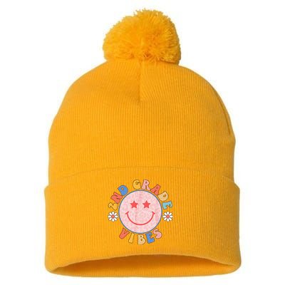 2nd Grade Vibes Back To School Funny Teacher Student Pom Pom 12in Knit Beanie