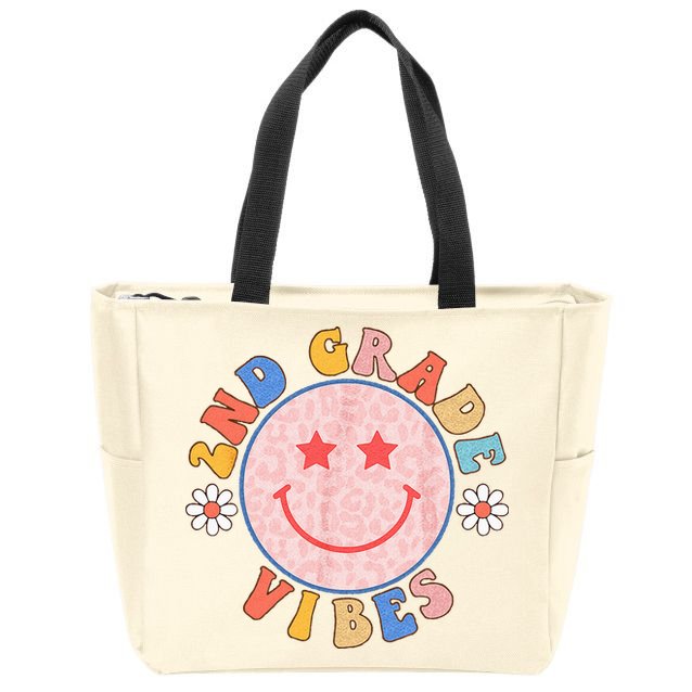2nd Grade Vibes Back To School Funny Teacher Student Zip Tote Bag
