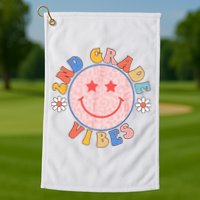 2nd Grade Vibes Back To School Funny Teacher Student Golf Towel