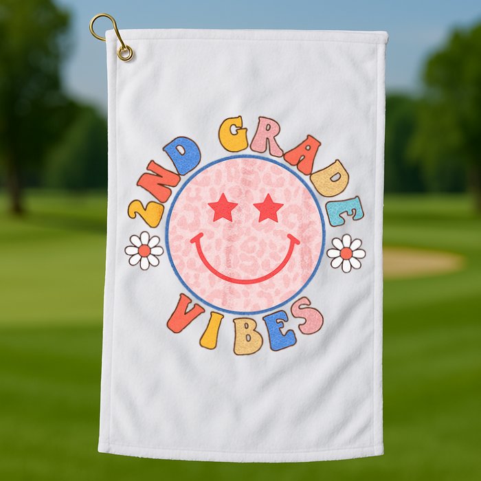 2nd Grade Vibes Back To School Funny Teacher Student Golf Towel