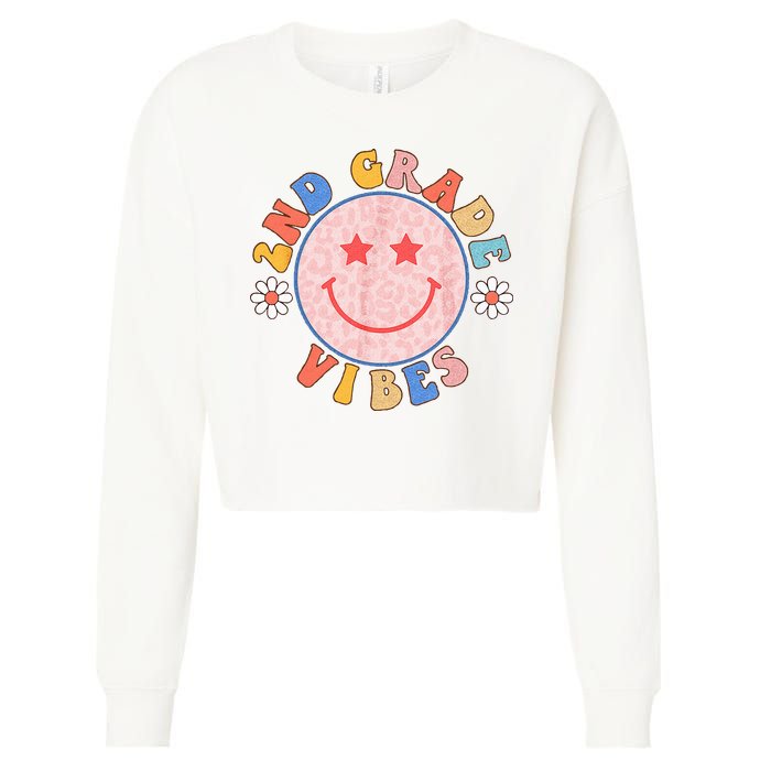 2nd Grade Vibes Back To School Funny Teacher Student Cropped Pullover Crew