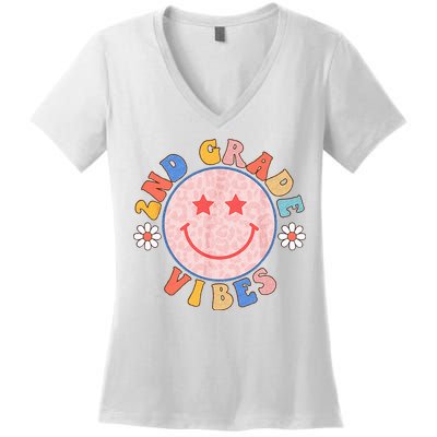 2nd Grade Vibes Back To School Funny Teacher Student Women's V-Neck T-Shirt