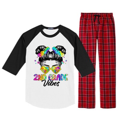 2nd Grade Vibes Messy Bun Second Grade Back To School Raglan Sleeve Pajama Set